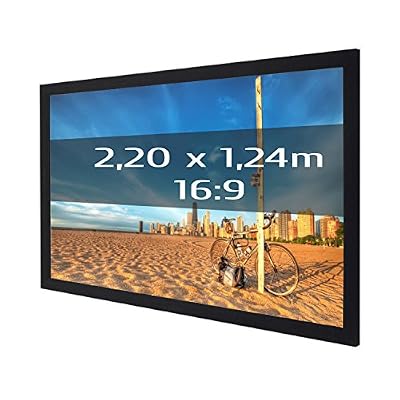 KIMEX 3700685405387 – écran de projection fixe avec cadre 220 x 124 cm (16/9)-tissu avant blanc mat