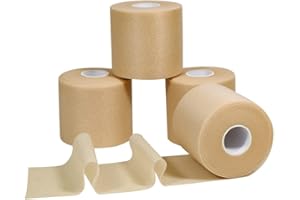 QiGui 4 Rollen Athletic Tape Foam Underwrap Bandage 7cm x 27m Foam Pre-Wrap Sports Tape für Knöchel Handgelenke Hände und Ellbogen Knie, Hautverletzungen und Kleberückstände Vermeiden