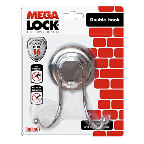 Tatkraft MegaLock Doppelhaken Badezimmer 11X7.5X12 cm Stahl Verchromt Saugschraube D73mm - 2
