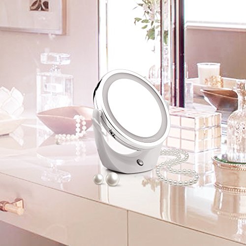 TOUCHBeauty TB-1276 Aufladbarer Kosmetikspiegel 1 X / 5 X Vergrößerung mit LED Beleuchtung Rasier- & Make Up-Spiegel Doppelseitiger 360° Drehbar - 4