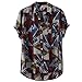 Produktbild BHYDRY Herren Hawaiian Lump Brusttasche Kurzarm Rundsaum Lose Hemden Print Bluse