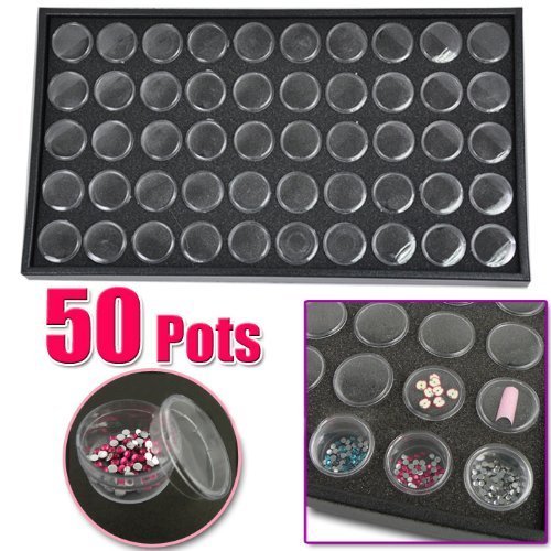 New Nail Art Tips Decoration Display Tray Storage Box Case Cosmetic Tool 50 Pots CODE: #361