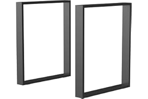HOMCOM Set 2 Gambe da Tavolo Rettangolari in Acciaio, Gambe per Scrivania Stile Industriale con Viti e Piedini Antiscivolo, Capacità 60 kg, 60x8x72 cm, Nero