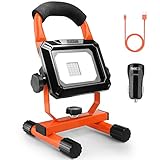 proyector led recargable 100w 【Recargable USB】: Batería incorporada 18650 con capacidad de 4400 mAh, también puede cargar por un cable USB (incluido); Además sirve como fuente de alimentación de emergencia, equipado de una entrada micro USB 5 V 1 A y una salida de carga rápida 5 V 2 A