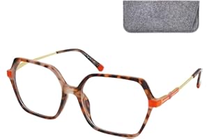 Mini Brille – Lunettes de Lecture Oversize Hexagonales, Monture Légère Plastique & Branches Métal, Boite Inclus, Lunette Loupe Femme