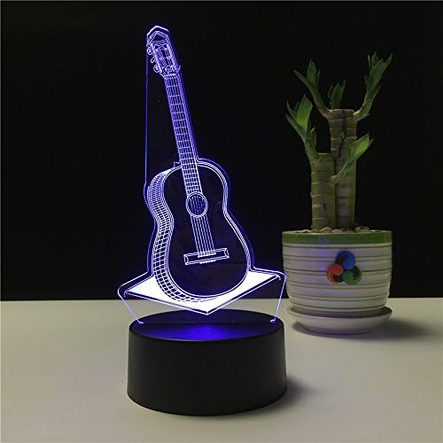 kunli Creative Glow LED Night Light Colorful Guitar Inspiration 7 Colors Optical Illusion Lamp, table Light for Home Room Decorative or Gifts for Friends Kids Festival