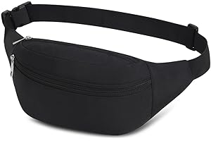 QINLOV Sacs Banane Ville De Sécurité pour Voyage Randonnée Homme Femme, ACS de Sport Vélo à Dos Waist Fanny Pack Running Outdoor Sport de Randonnée (Noir)