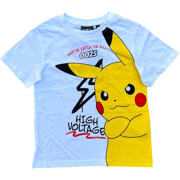 Maglietta Ufficiale Pokémon Kids Pikachu Faces – Nero, Taglia 104, 100% Cotone