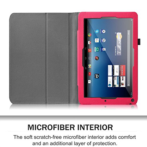 Fintie Medion Lifetab E10315 / E10316 / E10317 / E10318 / E10320 Hülle Case – Folio Kunstleder Schutzhülle Tasche Cover Etui mit Ständerfunktion und Stylus-Halterung für MEDION LIFETAB E10315 / E10316 / E10317 / E10318 / E10320 (10,1 Zoll) Tablet-PC, Magenta - 3