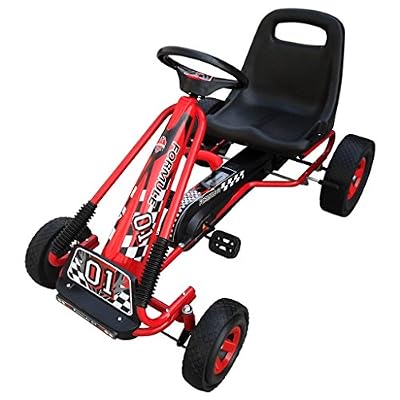 VIDAXL Kart à pédales rouge pour enfant fonction roue libre siège ajustable