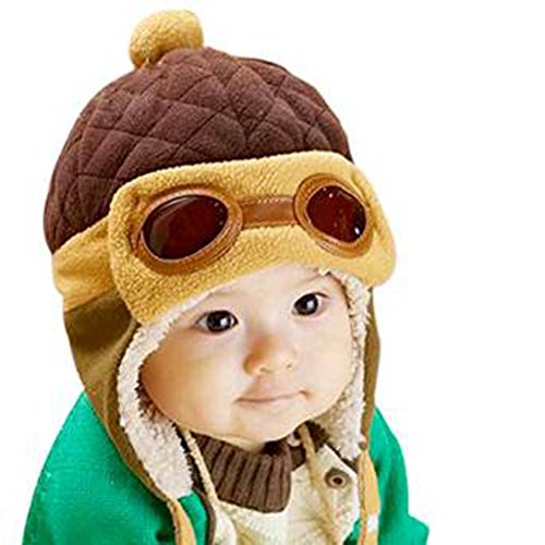 Jastore® Infant Baby Boys Girl Pilot Shape Beanie Cap Winter Warm Hats (Brown)