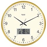 Beloved clock Wanduhr Modern Neu Für Jeden Raum präzise Kunststoff Silent Kreative Restaurant Wohnzimmer Hotel Schlafzimmer Wecker Quarzuhr E, 14 Zoll, Flachbildschirm Version der Gold 750