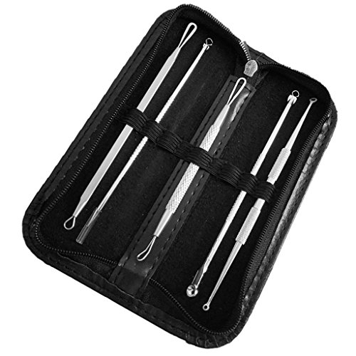 Rostfrei Stahl Mitesser Pickel Makel Extractor Entferner Werkzeug Kit 5 Stück - 6