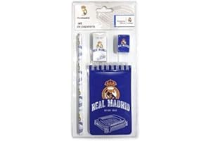Real Madrid 097258 Export.CM Juego de papelería (4 Piezas), Color Azul (CASA Y MENAJE 2015 S.L