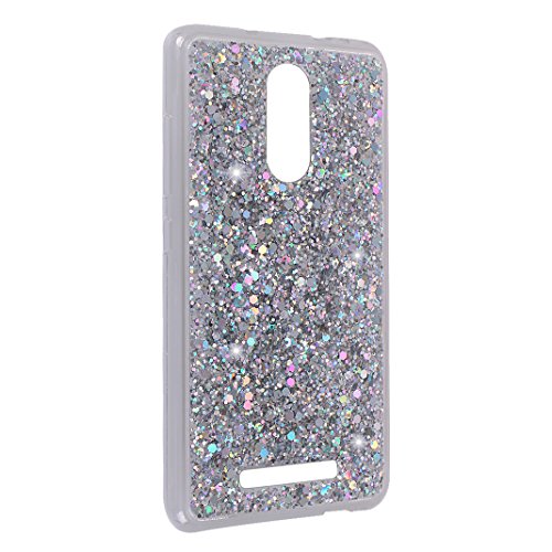 Funda para Xiaomi Redmi Note 3  Asnlove 3D Bling Brillante Glitter Carcasa Silicona Gel TPU Flexible Cover Crystal Clear Case Transparente Protectora Blanda Caso Caja Cubierta para Xiaomi Redmi Note 3 Note 3 Pro 5 5 Pulgadas  Plateado Silicona Funda Case