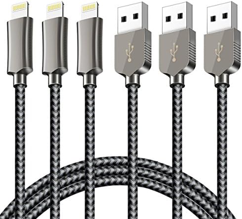 Lightning Cable Cagayan iPhone Charger Cable,Nylon Braided iPhone Data Sync &amp; Charging Cable 3Pack 1.5M for Apple iPhone 7,6/6 Plus, 6s/6s Plus, 5/5c/5s/SE, iPad, iPod (Space Grey)