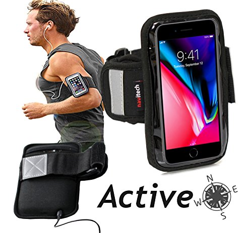 Preisvergleich Produktbild Navitech wasserdicht Schwarz Sport / Fitness / Jogging / Radfahren / Skifahren Armband Tasche Oberarmtasche Schutz Hülle Etui Case für iPhone 8 Plus