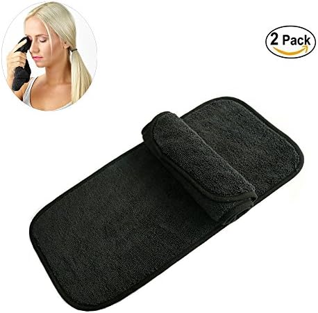 Makeup Remover Face Cloths Reusable Facial Cleansing Towel Soft Microfibre Remove Makeup Instantly with Water Chemical Free Makeup Remover Cloths 2 Pack (Black)
