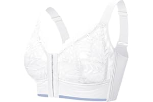 HANXIULIN Women's Front Fastening Mastectomy Breast Surgery Lightly Lined Deep Cup Bralette Support Posture Bra Snap Hides Back Fat Full Back Mastectomy Special Bra Lingerie