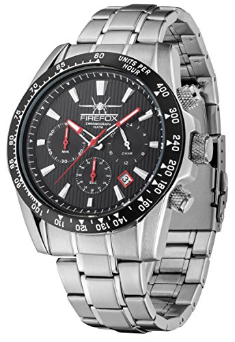 FIREFOX SKY COMMANDER FFS23-102 schwarz Edelstahl Chronograph Herrenuhr Armbanduhr 10 ATM druckfest