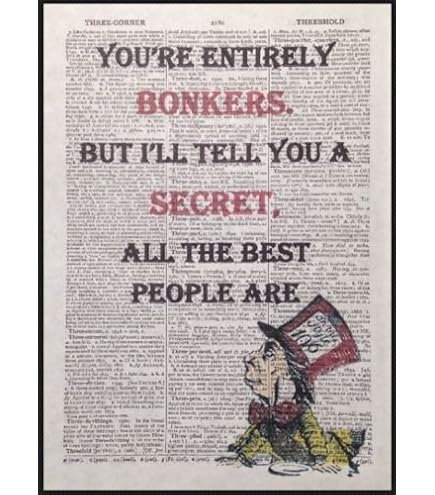 Parksmoonprints Stampa Con Citazione Di Alice Nel Paese Delle Meraviglie - Pagina Vintage Da Dizionario Anni '30 - Arte Murale Unica (19,5 X 27 Cm)