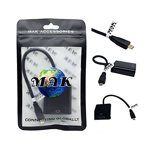 MAK POWER Micro HDMI Stecker auf VGA Buchse Video Converter Cable Adapter - Schwarz (MICRO HDMI ZU VGA)