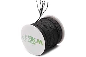 9KM DWLIFE 100% Kevlar Schnur Mehrzweck-Geflechtschnur Drachenschnur Campingschnur Angelschnur Modellraketen Hitze und Schnittfest Schwarz(22kg~680kg)