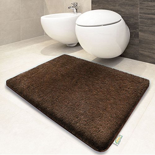 Badematte aus weichem & kuscheligem Hochflor | Öko-Tex zertifiziert | braun | 50x80cm - 5