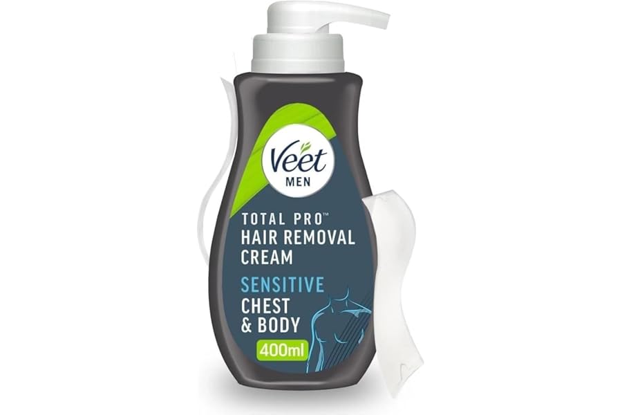 Veet Men Hair Removal Cream 400ml - Hydrating Chest & Body Remover for Smooth, Cut-Free Results, Moisturizing Formula for Delicate Skin