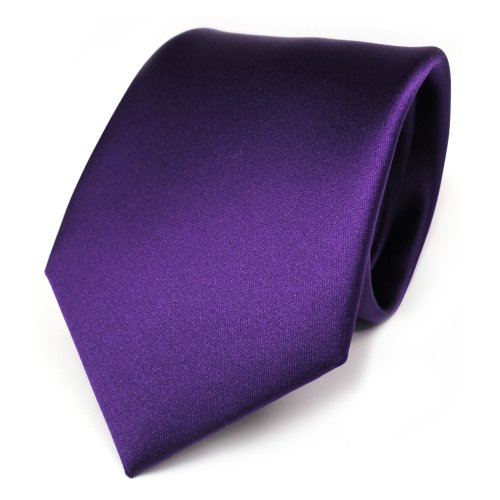 TigerTie Designer Satin Krawatte in lila dunkellila violett uni Polyester