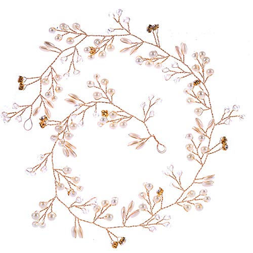 Nykkola Serre-tête de mariée en cristal doré rose pour mariée perle cheveux vigne strass Accessoires cheveux pour femme