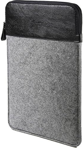 Wool Felt Leather Sleeve Carrying Bag With Zipper Closure Air / Pro Retina UltraBook iPad Pro 12.9 + More 13 Inch Grey/Black by SettonBrothers