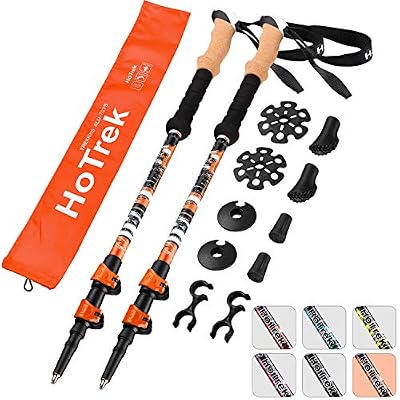 HoTrek Batons de Randonnée Telescopique - Baton Marche Nordique avec Embout - Baton Trail Retractable Liege pour Femme Homme et Enfant avec Randonnée Accessoires et Sac