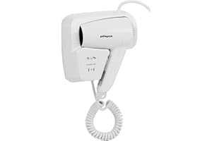 PHYSA WELLNESS & LIFESTYLE Physa SICCO Hotel Hair Dryer Wall-Mounted (1.200 W (ECO), max. 58 °C, Air speed: 15 m/s, IPX4, 2 air speed levels, inkl. razor slot, ABS) White