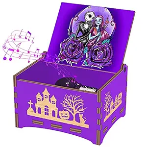 Halloween Party Gifts for Women/Kids/Girls/Boys/Toddler/Adults - The Nightmare Before Christmas Music Box - Wooden Clockwork Vintage Musical Box for Halloween Party Favor - Plays This is Halloween
