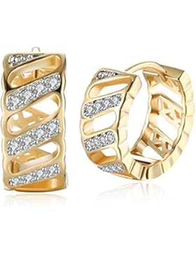 Styleziel Damen Klapp Creole mit funkelnden Kristallen Ohrring Gold 12 mm 2168