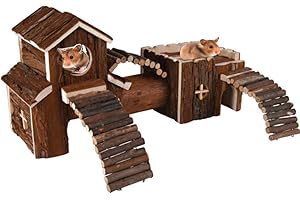 LIVIVO ® Natural Wooden Hamster Mouse Gerbil Playground Rats Pets Toys Play House Tunnel