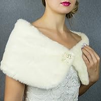 Stola Pelzstola Kunstfell Pelz Schal Brautstola Kunstpelz Fellstola Elfenbein