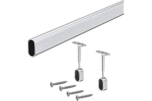 GEDOTEC Meubles Tube ovale Armoire Barre Tringle à vêtements 1000 mm avec supports 2 Stk. Embout de moyen pour roulement pour plafond – Acier inoxydable chromé