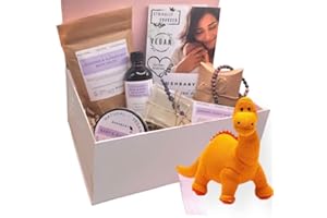 BUSHBABY Natural Vegan Mum and Baby Pamper Kit, Ethically Sourced Pregnancy Gifts for Mum Expecting, New Mummy to be Shower Gift Hamper, Mom Maternity Pampering Present Bundle (Orange Diplodocus)