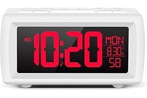 KOOKH-CLOCK Alarm clock bedside,Digital clocks radio alarm for Bedrooms with Power cord,Large Big Numbers desk clock with Brightness Dimmer,7 Font colors, Dual Alarm(Buzzer/FM Radio)with Sleep Timer,Snooze,White
