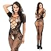 Produktbild bodystocking,PLOT Frauen Sexy erotik Dessous Netzstrumpf Ohne Schritt ouvert Bodystocking offen Crotch Body Nachtwäsche Versuchung Nightgown Nighty Unterwäsche Pajama mit Fischne (Schwarz)