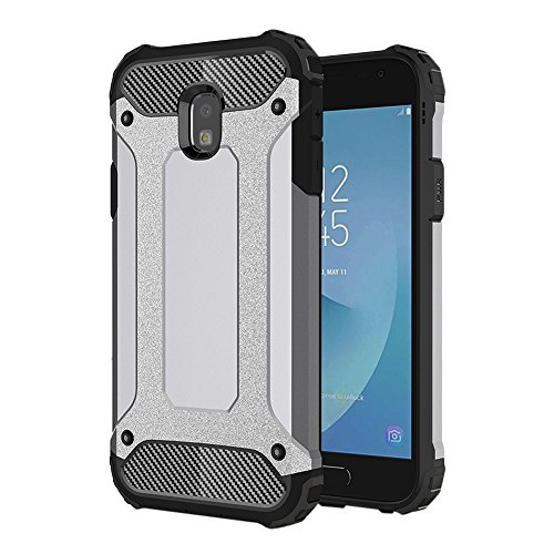 Custodia per Samsung Galaxy J3 Pro 2017/ J330 - Skitic Armatura Rugged Heavy Duty Custodia Doppio Strato TPU + PC Antiurto Protettiva Cover Case per Samsung Galaxy J3 Pro 2017/ J330 Smartphone - Argento