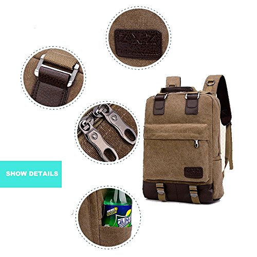 HongyuTing Vintage Canvas Laptop (14 Zoll) Rucksack Spielraum Rucksack Schulrucksack Unisex Rucksack / Handtasche für Damen und Herren - 4