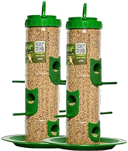 Skybeings Bird Feeder for Bird Food Large 2 Piece_Green