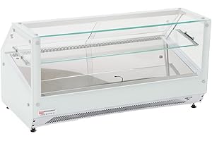RISTOATTREZZATURE - Vetrina frigo 120x60x60h cm refrigerata da banco a due piani bianca con vetri dritti motore incorporato e piano liscio