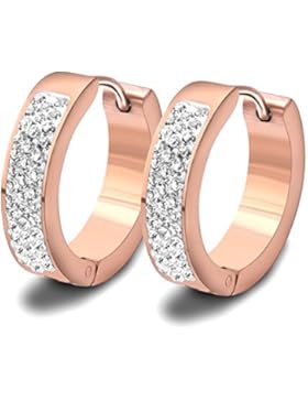 Findout Damen 14K Rose Gold Überzogene Titan Stahl Cubic Zirkone Klassische einfache Kreis Ohrringe Ohrclip, für...