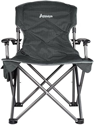 Anmiya Oversize Quad Padded Folding Camping Chair with Deluxe Armrest and Portable Carry Bag