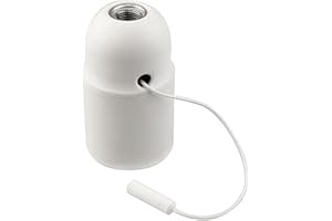 HALOTEC | Portalámparas E27 con casquillo rosca estándar y tirador | Blanco duradero y resistente | Encendido manual | Compatible LED, incandescentes, halógenas | Ideal colgantes, sobremesa, hogar