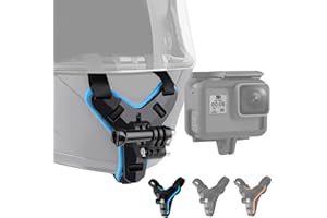 Lupholue Soporte para Correa de Barbilla para Casco de Motocicleta Compatible with GoPro Hero 12 11 10 9 8 7 (2018) 6, Hero Black, Session, Xiaomi Yi, SJCAM (Bllue)